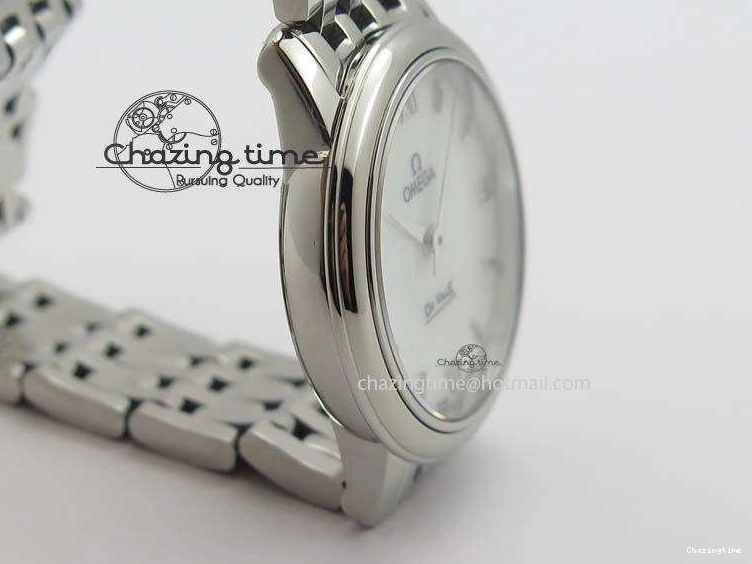 0505 Colorful De Ville 27mm Ladies MK 1:1 Best Edition White MOP Dial On SS Bracelet Ronda Quartz 8191